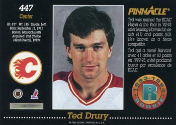 1993-94 Pinnacle Canadian #447 Ted Drury Back