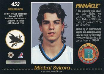 1993-94 Pinnacle Canadian #452 Michal Sykora Back