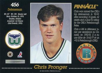 1993-94 Pinnacle Canadian #456 Chris Pronger Back
