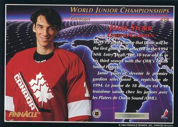 1993-94 Pinnacle Canadian #458 Jamie Storr Back