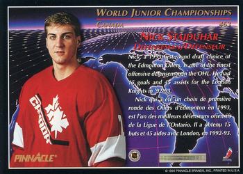 1993-94 Pinnacle Canadian #463 Nick Stajduhar Back