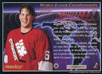 1993-94 Pinnacle Canadian #465 Brendan Witt Back