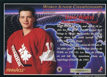 1993-94 Pinnacle Canadian #476 Todd Harvey Back