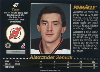 1993-94 Pinnacle Canadian #47 Alexander Semak Back