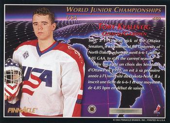 1993-94 Pinnacle Canadian #480 Toby Kvalevog Back