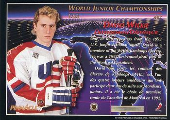 1993-94 Pinnacle Canadian #487 David Wilkie Back
