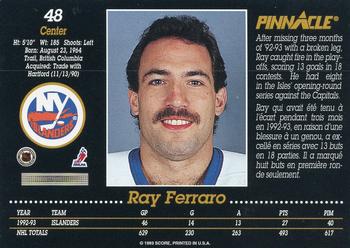 1993-94 Pinnacle Canadian #48 Ray Ferraro Back