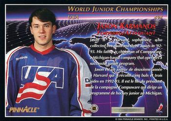 1993-94 Pinnacle Canadian #494 Jason Karmanos Back