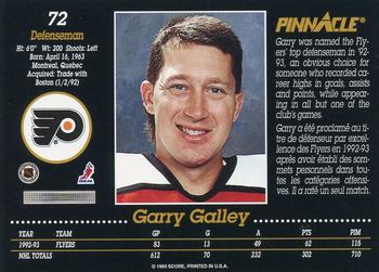 1993-94 Pinnacle Canadian #72 Garry Galley Back