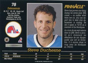 1993-94 Pinnacle Canadian #78 Steve Duchesne Back