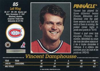 1993-94 Pinnacle Canadian #85 Vincent Damphousse Back