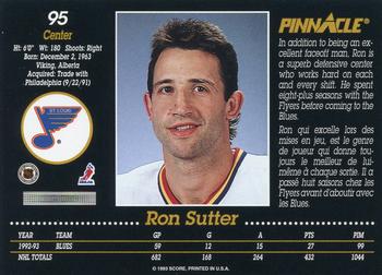 1993-94 Pinnacle Canadian #95 Ron Sutter Back