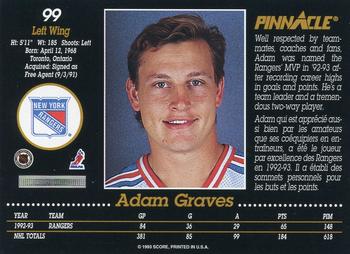 1993-94 Pinnacle Canadian #99 Adam Graves Back
