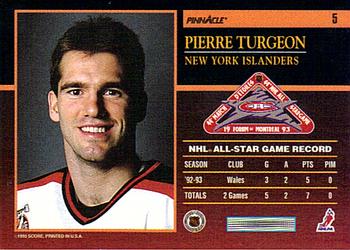1993-94 Score Canadian - Pinnacle All-Stars Canadian #5 Pierre Turgeon Back