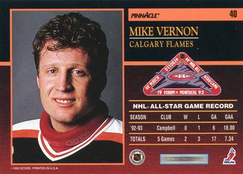 1993-94 Score Canadian - Pinnacle All-Stars Canadian #40 Mike Vernon Back