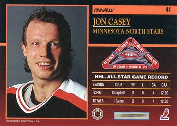1993-94 Score Canadian - Pinnacle All-Stars Canadian #41 Jon Casey Back