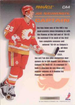 1993-94 Pinnacle Canadian - Captains #CA4 Joe Nieuwendyk Back