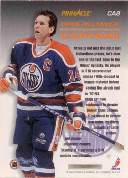 1993-94 Pinnacle Canadian - Captains #CA8 Craig MacTavish Back