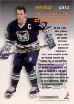 1993-94 Pinnacle Canadian - Captains #CA10 Pat Verbeek Back