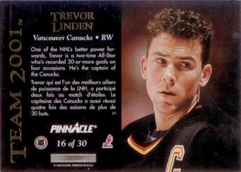 1993-94 Pinnacle Canadian - Team 2001 #16 Trevor Linden Back