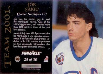 1993-94 Pinnacle Canadian - Team 2001 #25 Joe Sakic Back