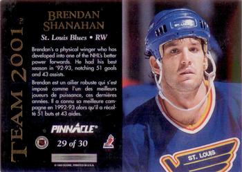 1993-94 Pinnacle Canadian - Team 2001 #29 Brendan Shanahan Back