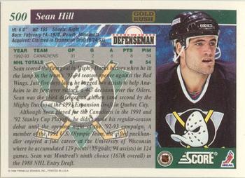 1993-94 Score - Gold Rush #500 Sean Hill Back