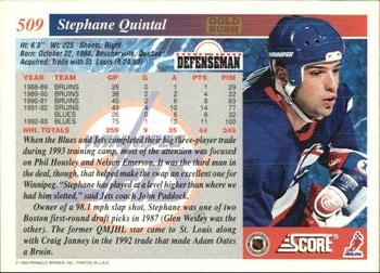 1993-94 Score - Gold Rush #509 Stephane Quintal Back