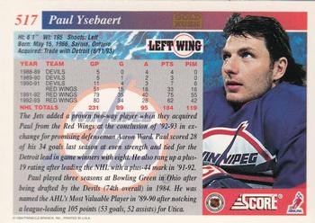 1993-94 Score - Gold Rush #517 Paul Ysebaert Back