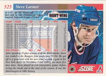 1993-94 Score - Gold Rush #525 Steve Larmer Back