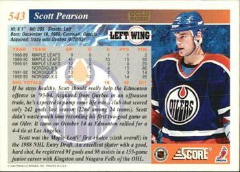 1993-94 Score - Gold Rush #543 Scott Pearson Back