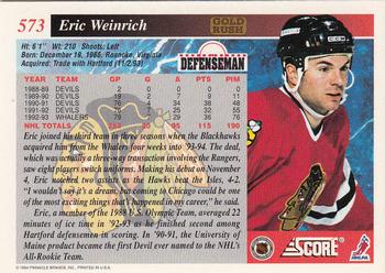 1993-94 Score - Gold Rush #573 Eric Weinrich Back