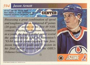 1993-94 Score - Gold Rush #594 Jason Arnott Back