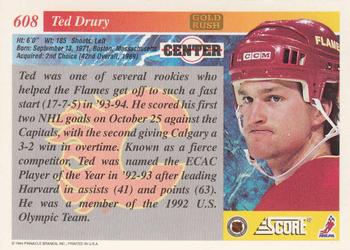 1993-94 Score - Gold Rush #608 Ted Drury Back