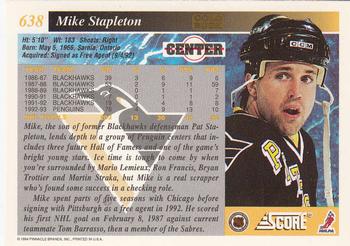 1993-94 Score - Gold Rush #638 Mike Stapleton Back