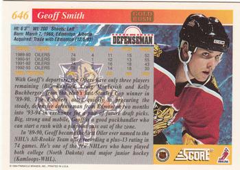 1993-94 Score - Gold Rush #646 Geoff Smith Back