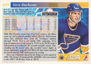 1993-94 Score - Gold Rush #659 Steve Duchesne Back