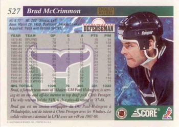 1993-94 Score Canadian - Gold Rush #527 Brad McCrimmon Back