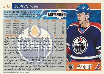 1993-94 Score Canadian - Gold Rush #543 Scott Pearson Back