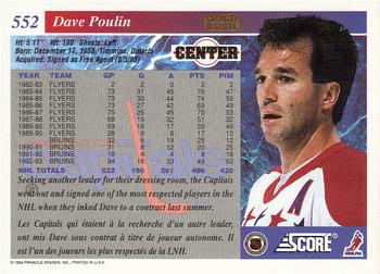 1993-94 Score Canadian - Gold Rush #552 Dave Poulin Back
