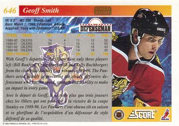 1993-94 Score Canadian - Gold Rush #646 Geoff Smith Back