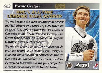1993-94 Score Canadian - Gold Rush #662 Wayne Gretzky Back
