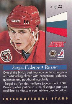 1993-94 Score Canadian - International Stars #3 Sergei Fedorov Back
