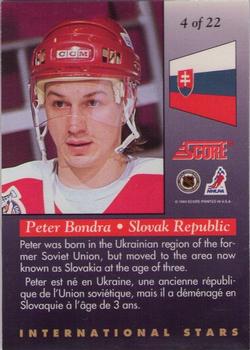 1993-94 Score Canadian - International Stars #4 Peter Bondra Back
