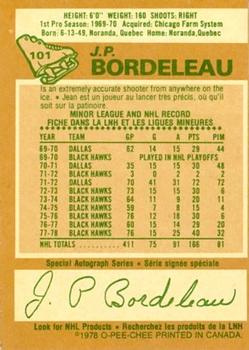 1978-79 O-Pee-Chee #101 J.P. Bordeleau Back