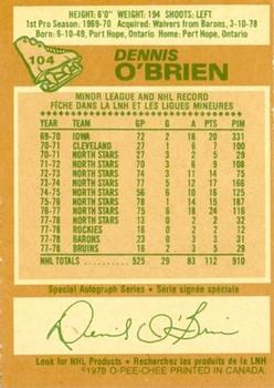 1978-79 O-Pee-Chee #104 Dennis O'Brien Back