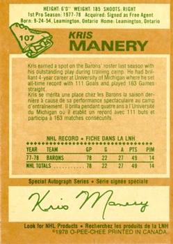 1978-79 O-Pee-Chee #107 Kris Manery Back