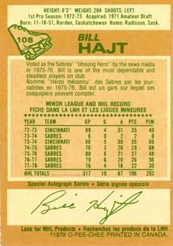 1978-79 O-Pee-Chee #108 Bill Hajt Back