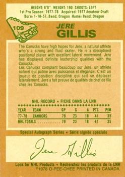 1978-79 O-Pee-Chee #109 Jere Gillis Back
