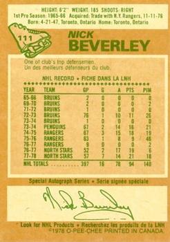 1978-79 O-Pee-Chee #111 Nick Beverley Back